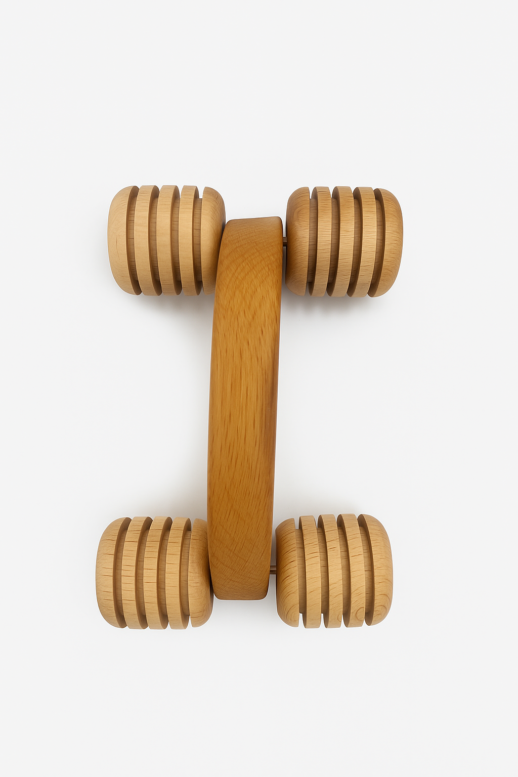 عربيّة مساج الخشب – 4 بكرات مُسنّنة